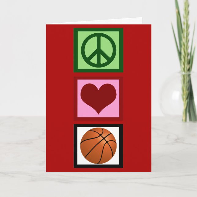 Peace Liebe Basketball Niedlich Red Feiertagskarte (Vorderseite)