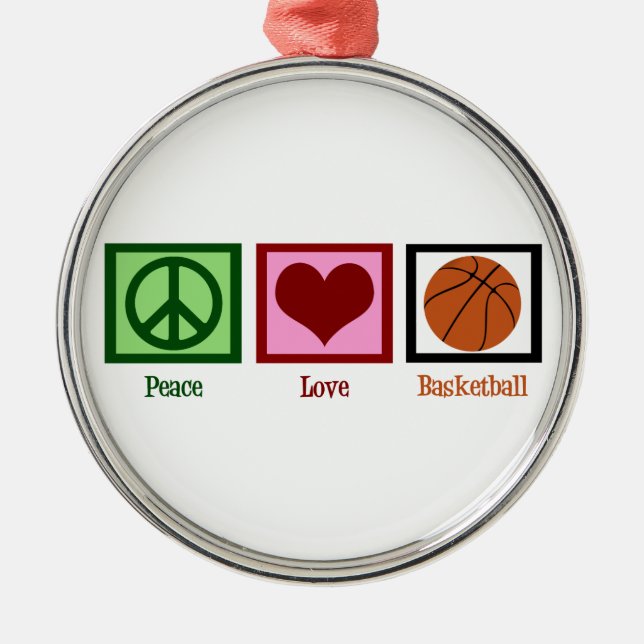 Peace Liebe Basketball Ornament Aus Metall (Vorne)