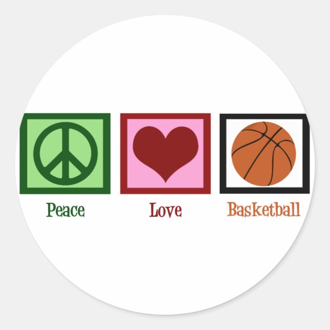 Peace Liebe Basketball Runder Aufkleber (Vorderseite)