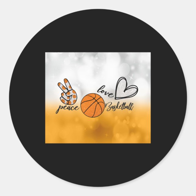 Peace Liebe Basketball Runder Aufkleber (Vorderseite)