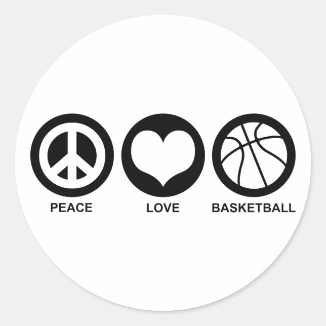 Peace Liebe Basketball Runder Aufkleber (Vorderseite)