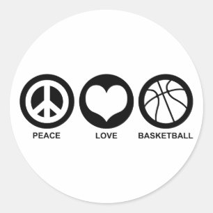 Peace Liebe Basketball Runder Aufkleber