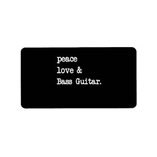 Peace Liebe & Bass Guitar Musician Guitaris Adressaufkleber