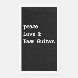 Peace Liebe & Bass Guitar Musician Guitaris Serviette