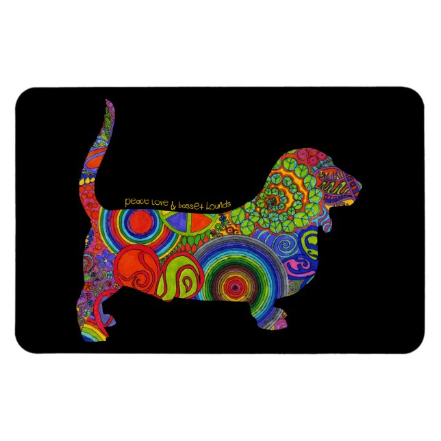 "Peace Liebe & Basset Hounds" Pop Magnet für  (Horizontal)