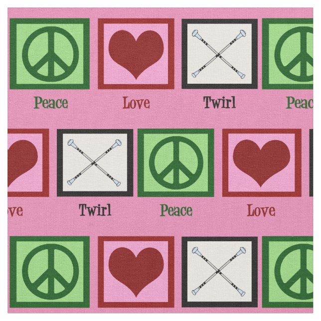 Peace Liebe Baton Twirling Stoff (Nahaufnahme)