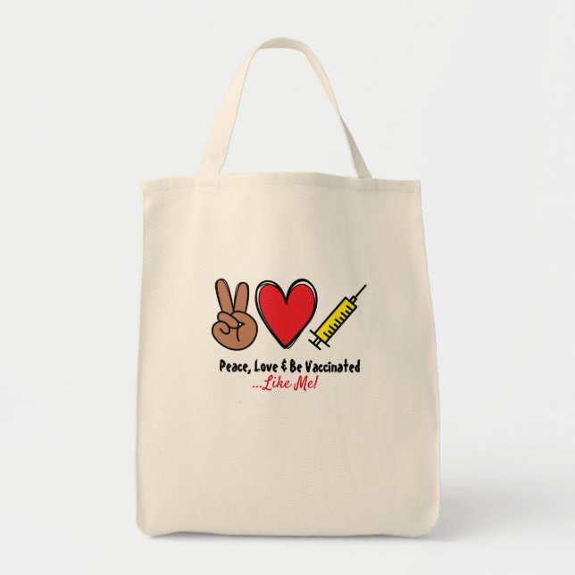 Peace Liebe & Be-Impfung Tragetasche (Vorne)