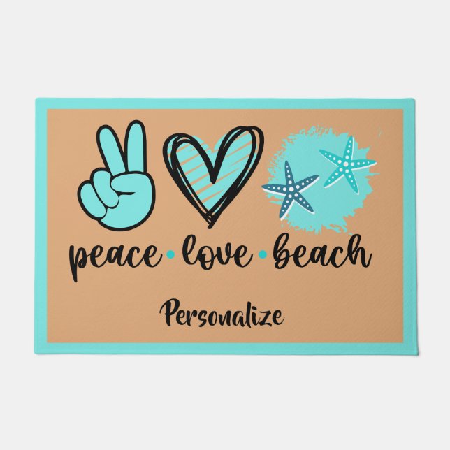 Peace Liebe Beach Quote Peace Signer Heart Seashel Fußmatte (Vorderseite)