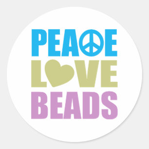 Peace Liebe Beads Runder Aufkleber