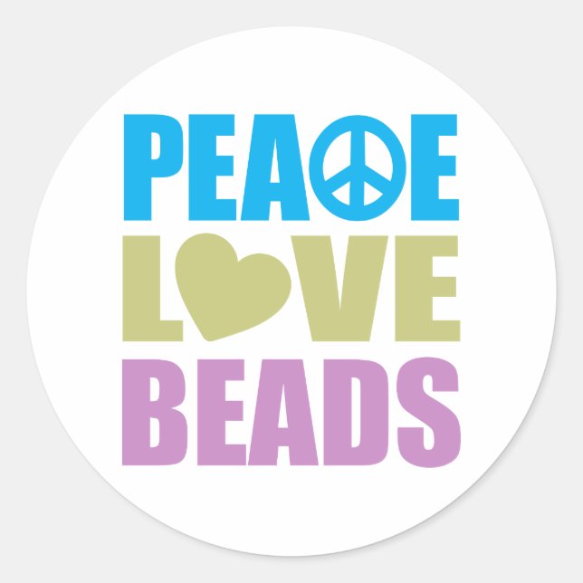 Peace Liebe Beads Runder Aufkleber (Vorderseite)