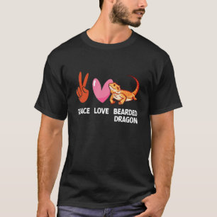 Peace Liebe Bearded Dragon Lizard Reptile Gecko Pe T-Shirt