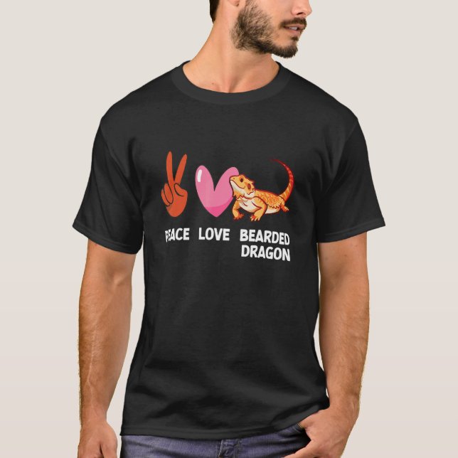 Peace Liebe Bearded Dragon Lizard Reptile Gecko Pe T-Shirt (Vorderseite)