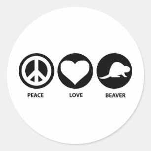 Peace Liebe Beaver Runder Aufkleber