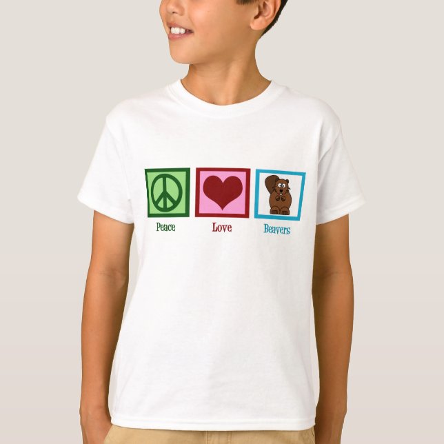 Peace Liebe Beavers Kids T-Shirt (Vorderseite)