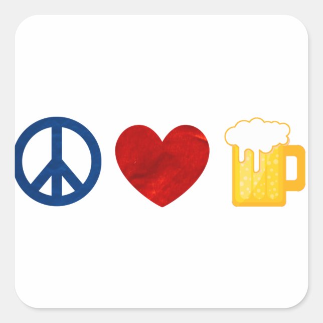 Peace Liebe Beer Quadratischer Aufkleber (Vorderseite)