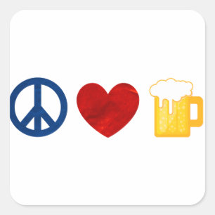 Peace Liebe Beer Quadratischer Aufkleber