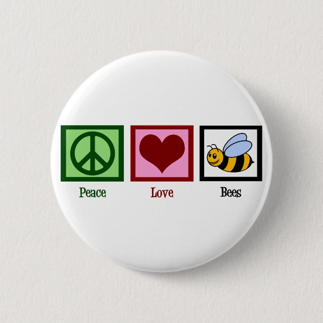 Peace Liebe Bees Button (Vorderseite)