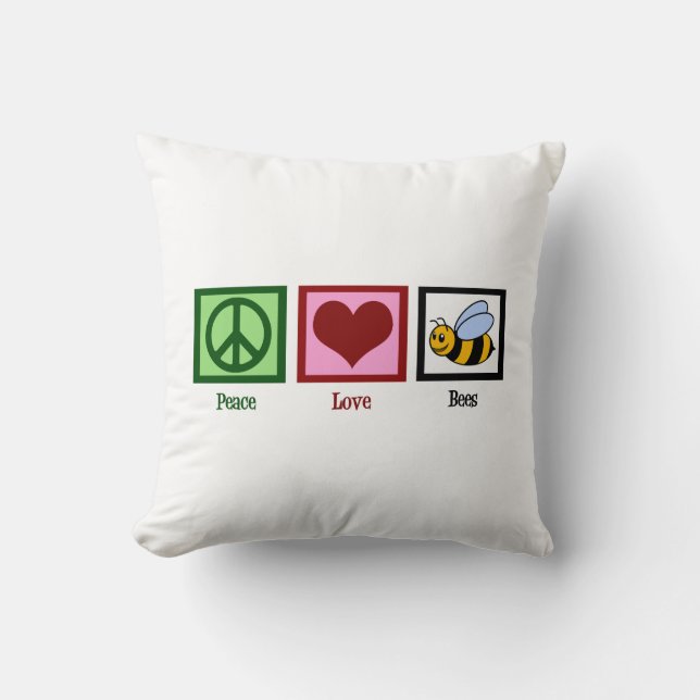 Peace Liebe Bees Kissen (Vorderseite)