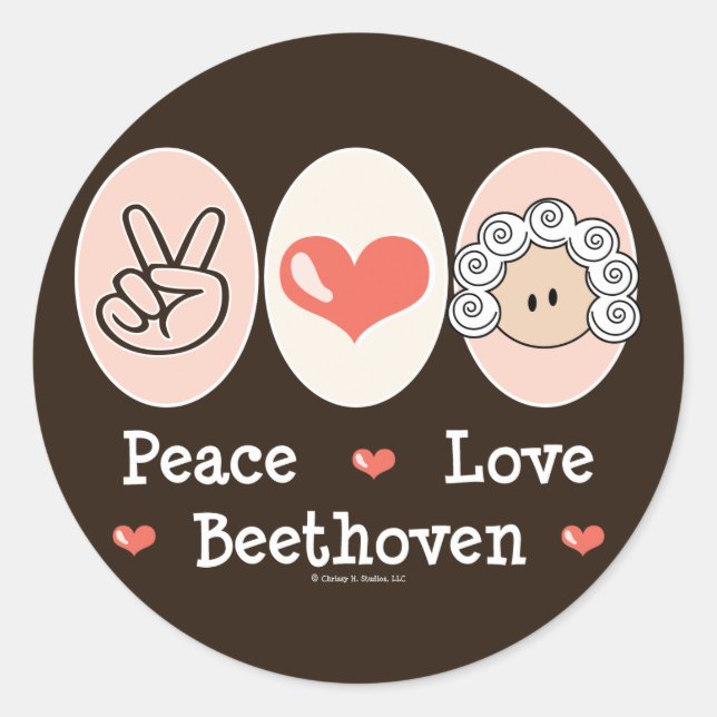 Peace Liebe Beethoven Stickers (Vorderseite)