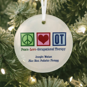 Peace Liebe Berufliche Therapie Weihnachten Ornament Aus Glas