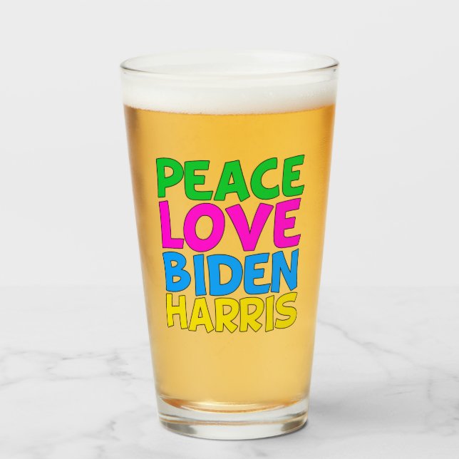 Peace Liebe Biden Harris Glas (Vorne (Gefüllt))