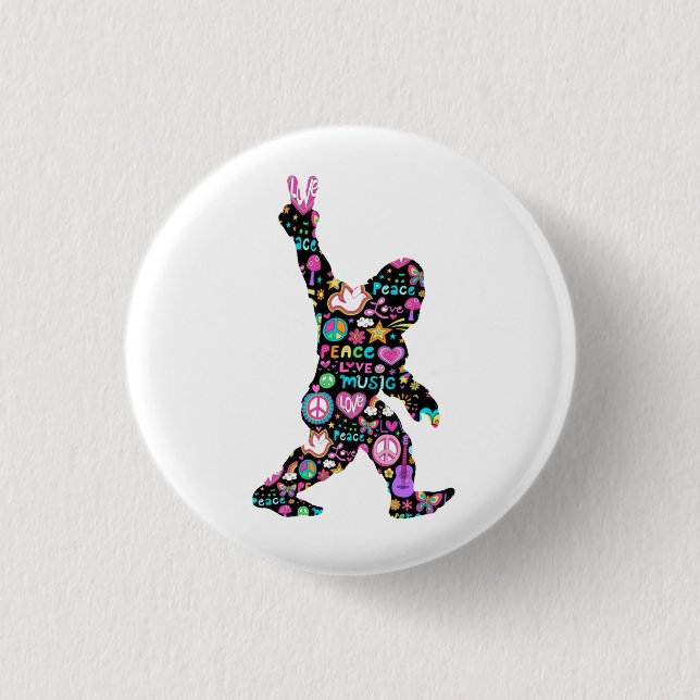 Peace Liebe Bigfoot Hippie Funny Bigfoot Lover    Button (Vorderseite)