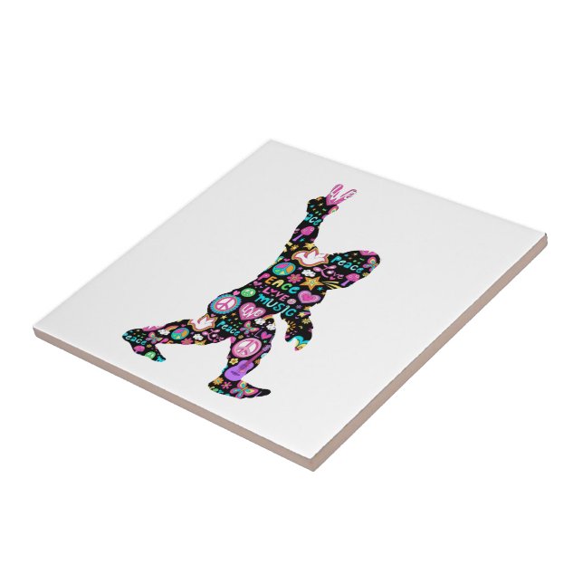 Peace Liebe Bigfoot Hippie Funny Bigfoot Lover Fliese (Seite)