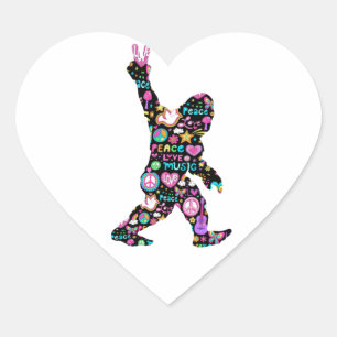 Peace Liebe Bigfoot Hippie Funny Bigfoot Lover Herz-Aufkleber