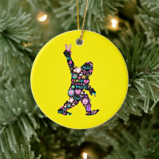 Peace Liebe Bigfoot Hippie Funny Bigfoot Lover Keramik Ornament (Baum)