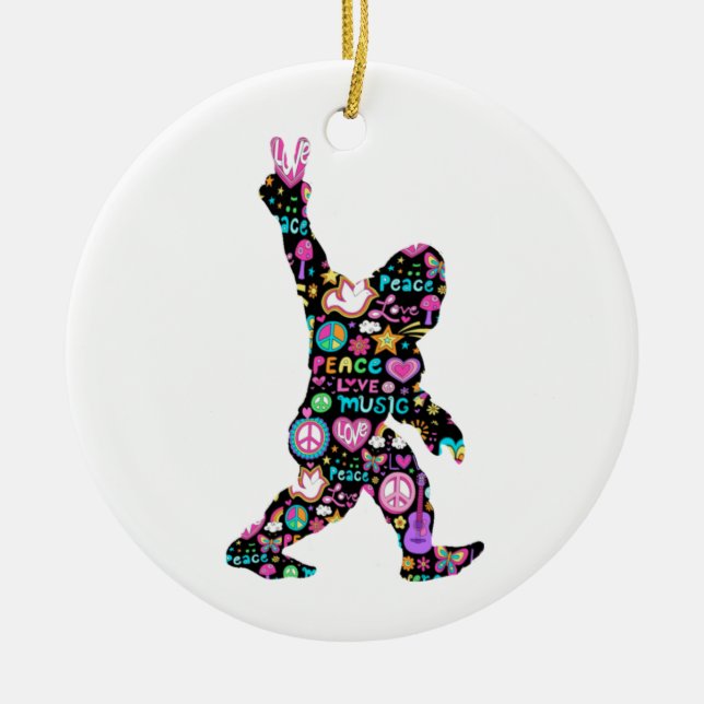 Peace Liebe Bigfoot Hippie Funny Bigfoot Lover    Keramik Ornament (Vorne)