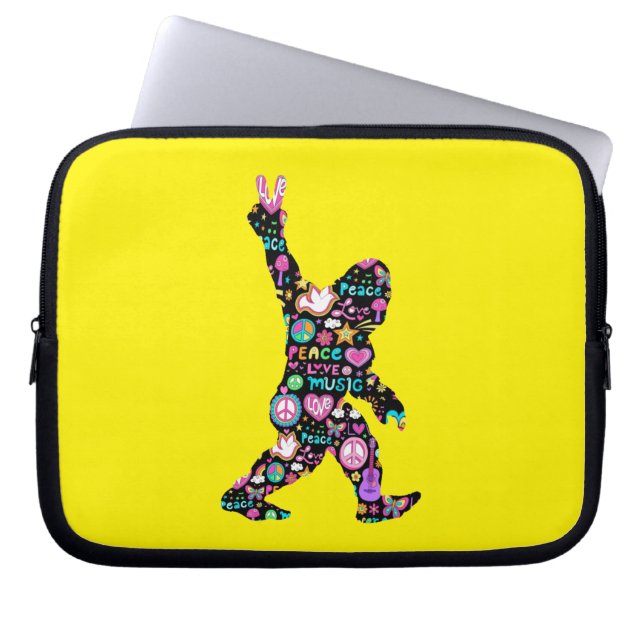 Peace Liebe Bigfoot Hippie Funny Bigfoot Lover Laptopschutzhülle (Vorderseite)