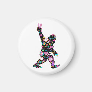 Peace Liebe Bigfoot Hippie Funny Bigfoot Lover   Magnet