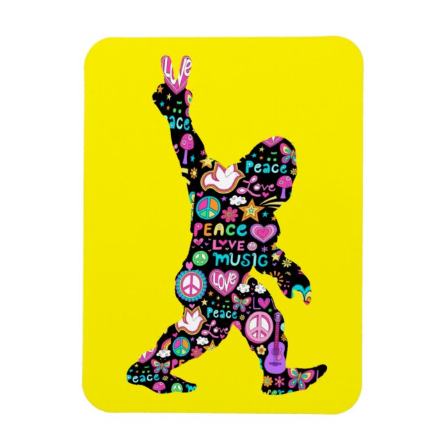 Peace Liebe Bigfoot Hippie Funny Bigfoot Lover Magnet (Vertikal)