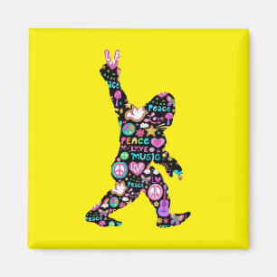 Peace Liebe Bigfoot Hippie Funny Bigfoot Lover Magnet