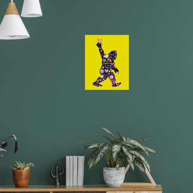 Peace Liebe Bigfoot Hippie Funny Bigfoot Lover Poster (Wohnzimmer 1)