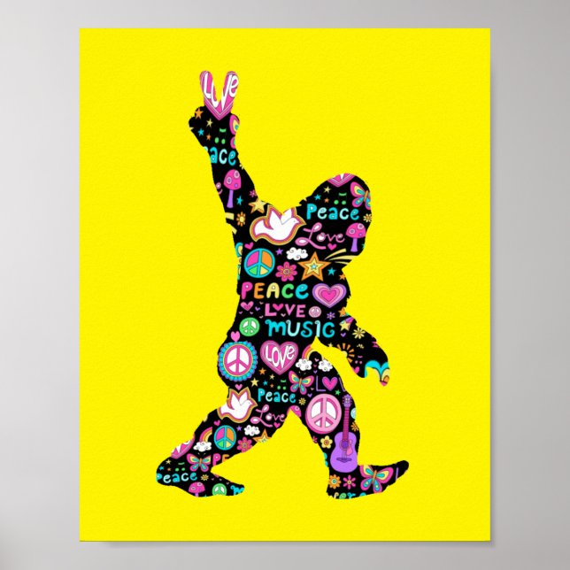 Peace Liebe Bigfoot Hippie Funny Bigfoot Lover Poster (Vorne)