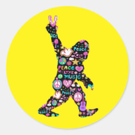 Peace Liebe Bigfoot Hippie Funny Bigfoot Lover Runder Aufkleber