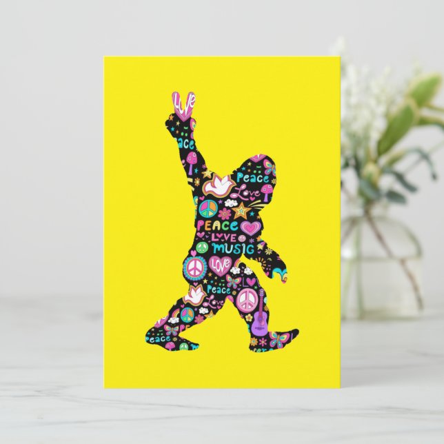 Peace Liebe Bigfoot Hippie Funny Bigfoot Lover Save The Date (Stehend Vorderseite)