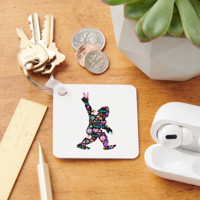 Peace Liebe Bigfoot Hippie Funny Bigfoot Lover Schlüsselanhänger (Schreibtisch)