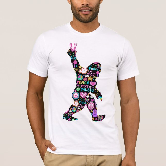Peace Liebe Bigfoot Hippie Funny Bigfoot Lover T-Shirt (Vorderseite)