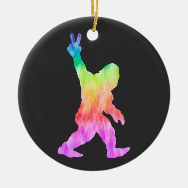Peace Liebe Bigfoot Keramik Ornament (Vorne)