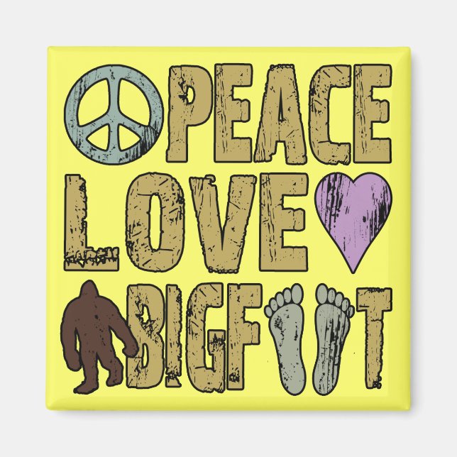 Peace Liebe Bigfoot Magnet (Vorne)