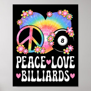 Peace Liebe Billiards Lover 60er 70er Hippie Outfi Poster