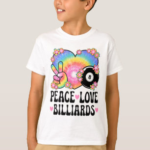 Peace Liebe Billiards Lover 60er 70er Hippie Outfi T-Shirt