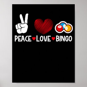 Peace Liebe Bingo Funny Lucky Gambling Poster