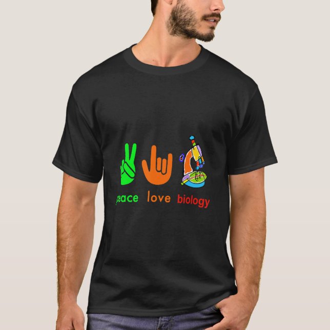 Peace Liebe Biology Microscope Maler Science Tee (Vorderseite)