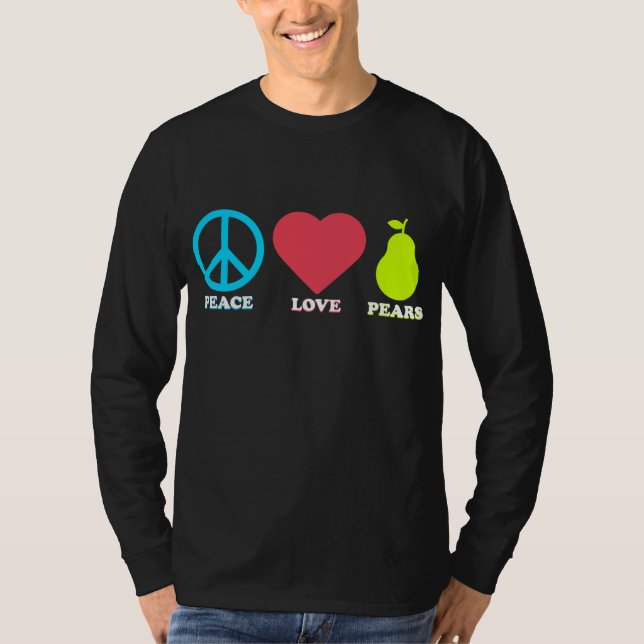 Peace Liebe Birnen Funny Pear Frucht T-Shirt (Vorderseite)