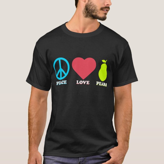Peace Liebe Birnen Funny Pear Frucht T-Shirt (Vorderseite)