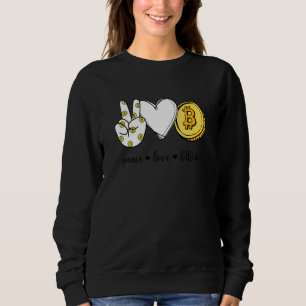 Peace Liebe Bitcoin Peace Hand Schilder Kryptowähr Sweatshirt