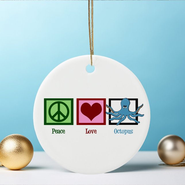Peace Liebe Blue Octopus Keramikornament (Von Creator hochgeladen)